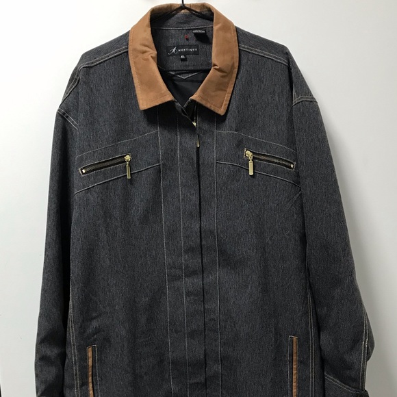Stylish Montique Denim Look Gold Zipper Lightweight Jacket! - Picture 11 of 16